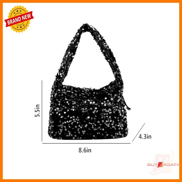 Sparkle Sequin Mini Clutch Evening Bag with Adjustable Handle